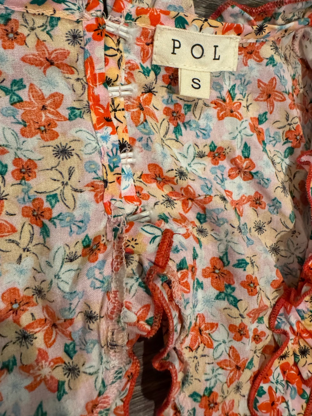 POL Floral Open Back Boho Mini Dress Ruffle Tiered Cottagecore Small Open Back - Picture 9 of 10
